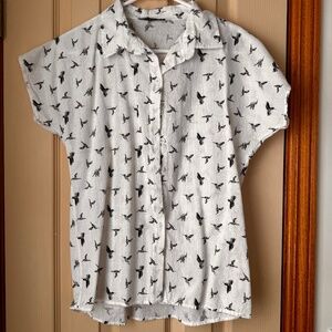 linen cotton blend button up shirt